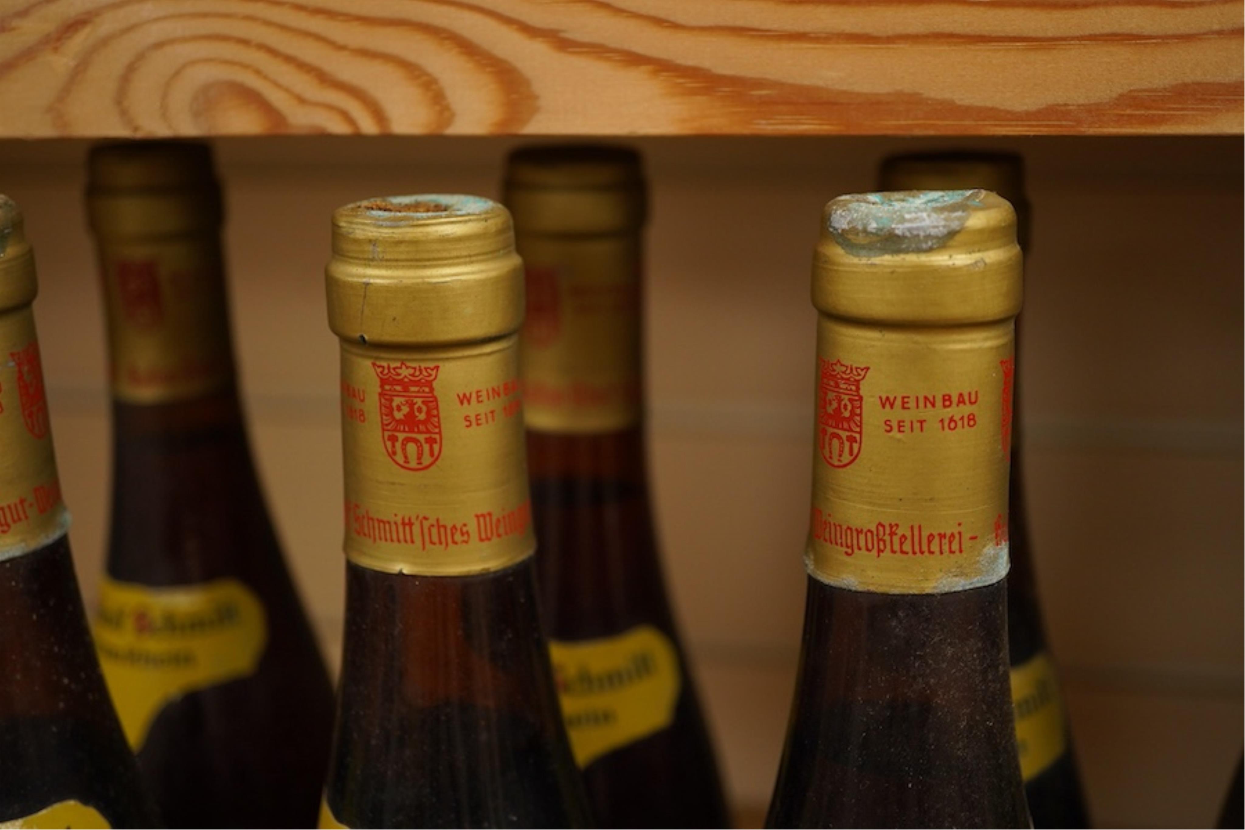 Gustav Adolf Schmitt Niersteiner Oelberg Silvaner Beerenauslese, Eiswein, 1973, nine bottles